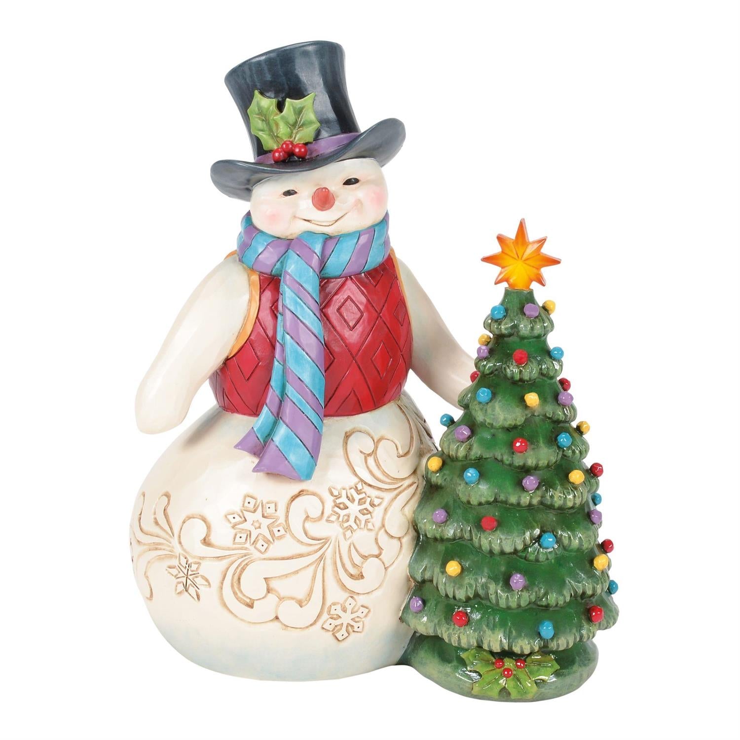 Snowman With Vintage LED Tree by Jim Shore
