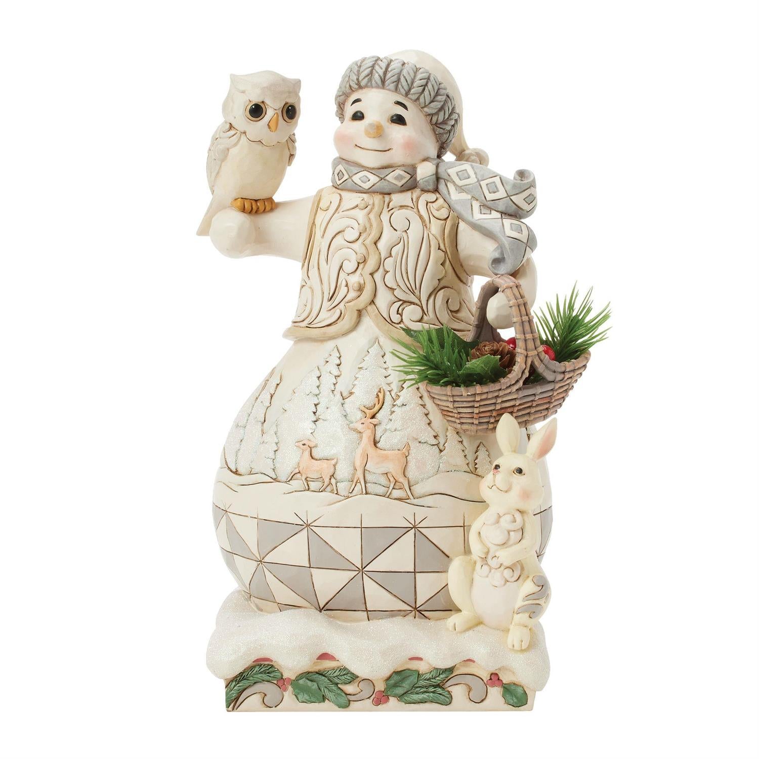 Woodland Snowman With Basket Figure by Jim Shore
