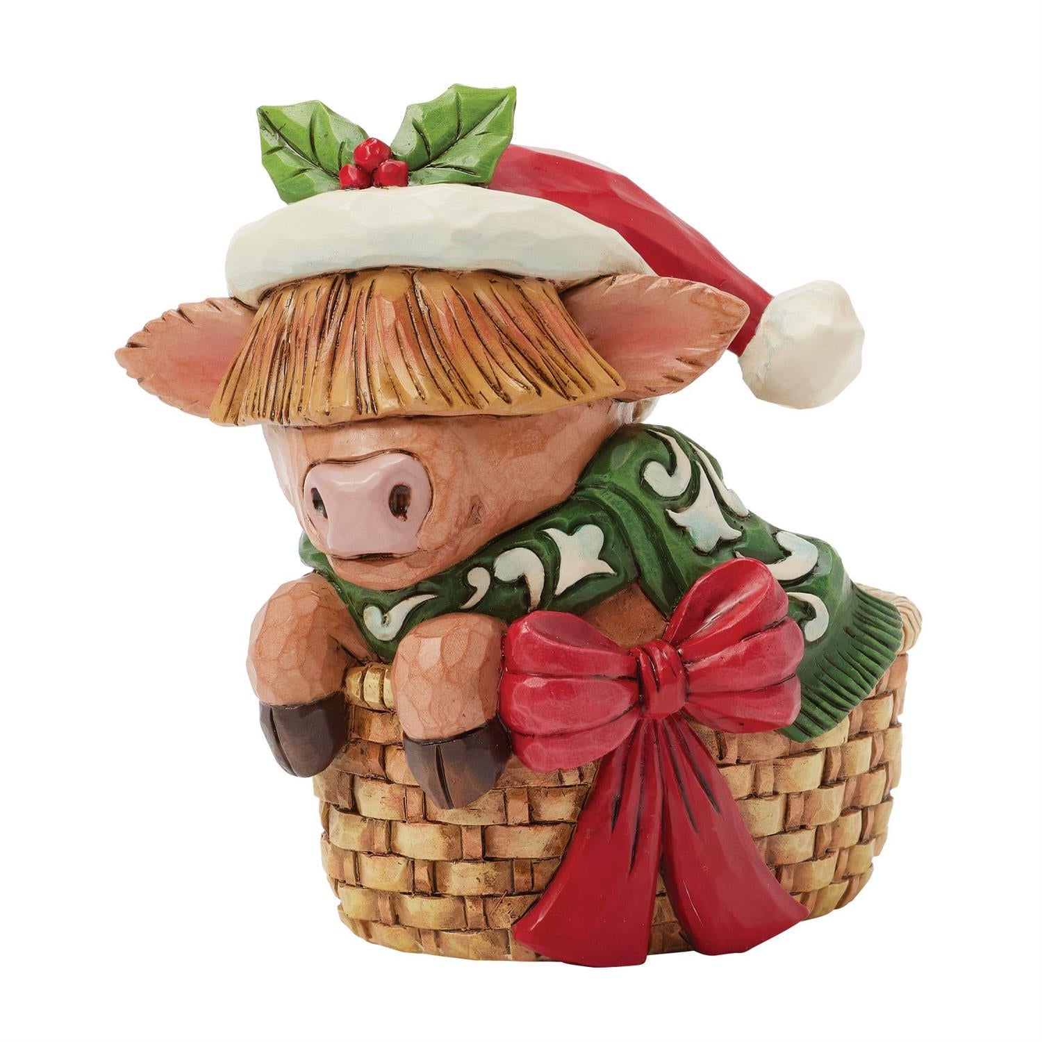 Highland Cow in Basket Mini by Jim Shore