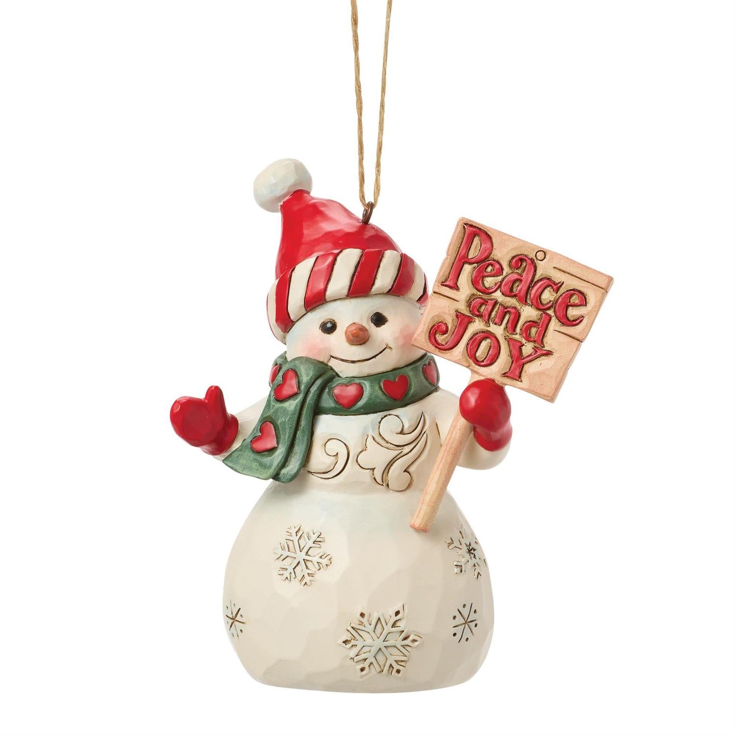 Snowman Peace & Joy Sign Ornament by Jim Shore