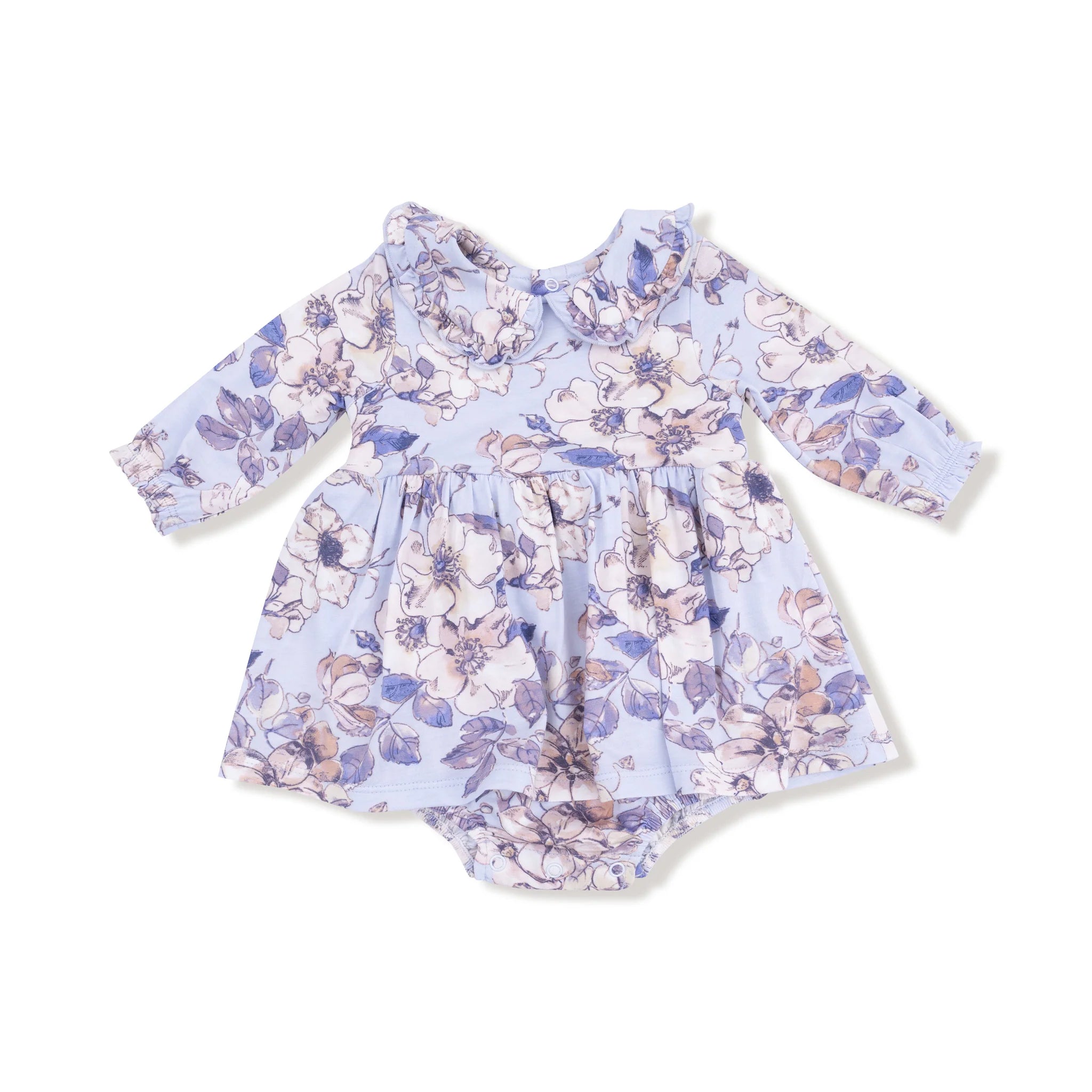 Angel Dear Woodrose - Peri  Long Sleeve Peter Pan Ruffle Collar Bubble with Skirt