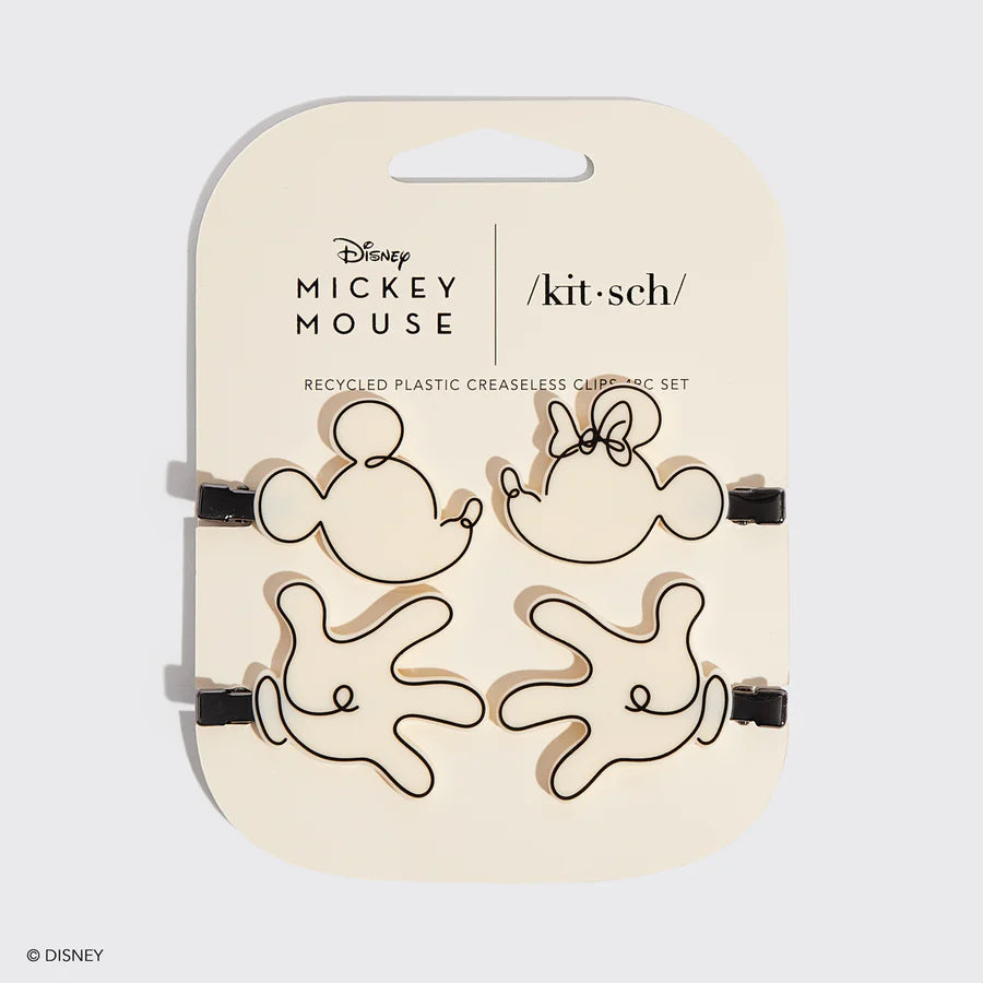 Kitsch x Mickey and Minnie Recycled Plastic Creaseless Clips Set- Cream