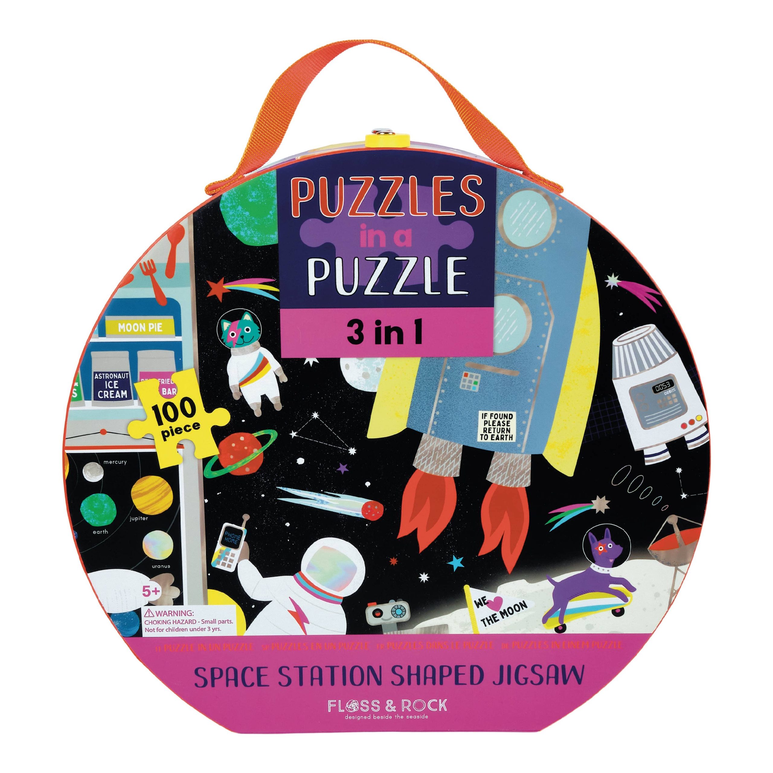 100 Piece "3 in 1 Puzzle in a Puzzle" Space Station