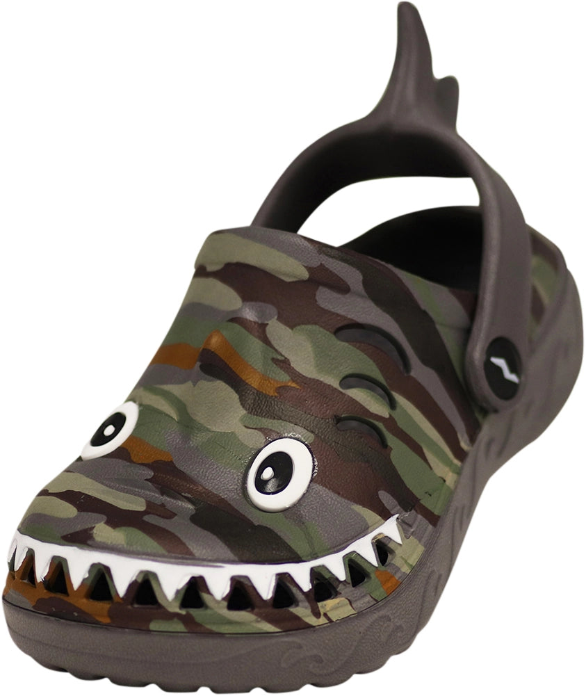 Grey Camo Shark Clog Shoe