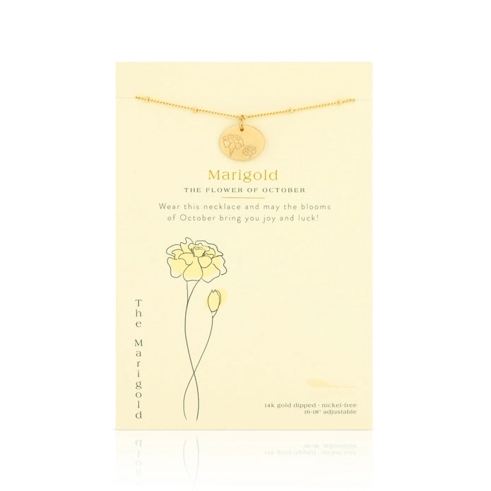October Birth Month Flower Necklace - Marigold