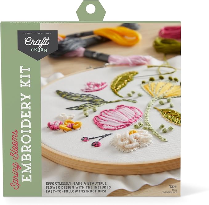 Craft Crush Spring Blooms Embroidery Kit for Beginners