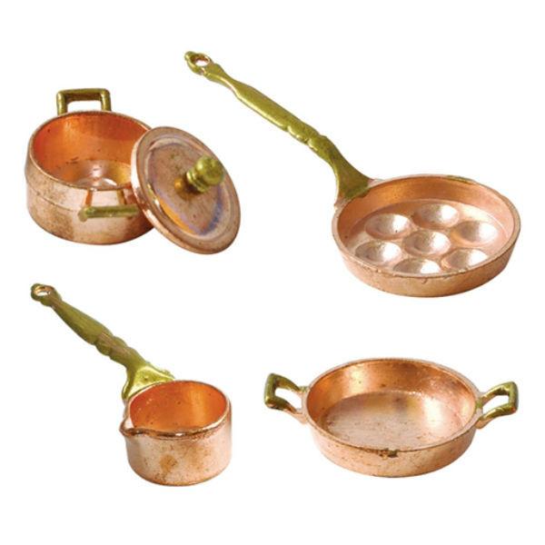 Dollhouse Miniature Copper Pot & Pan Set