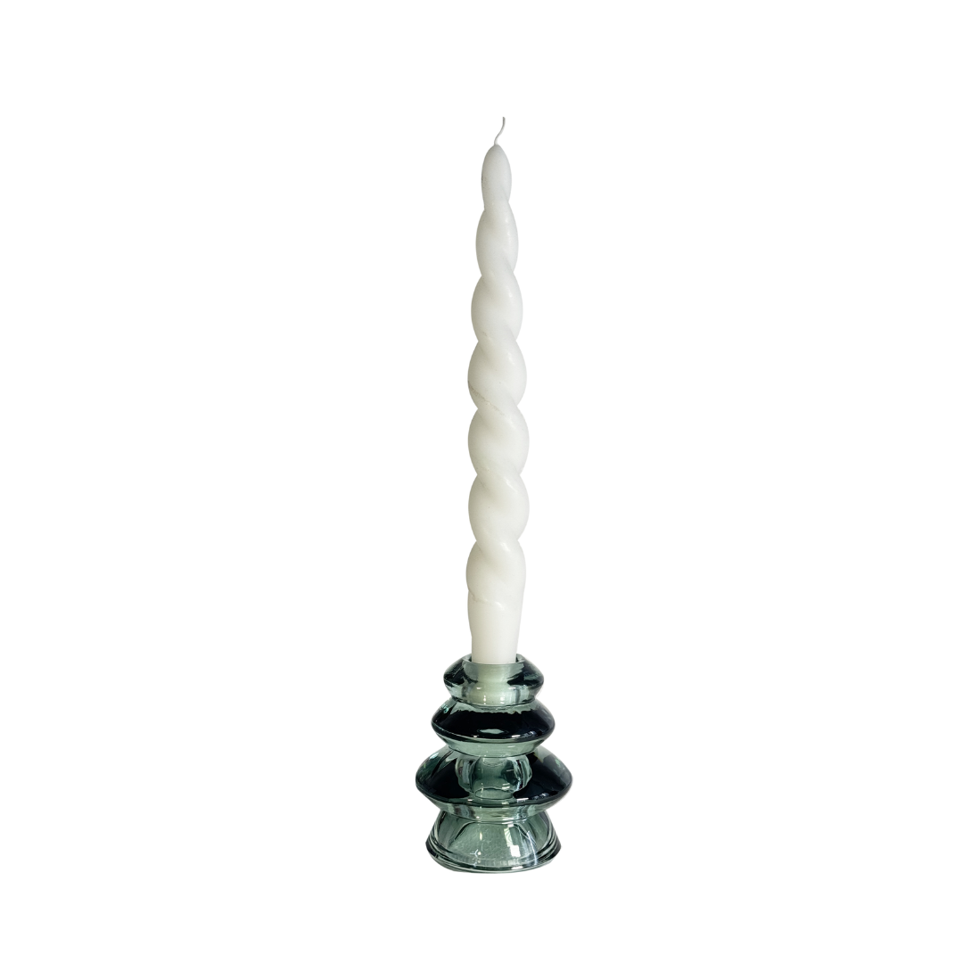 Green Glass Christmas Tree Taper Candle Holder