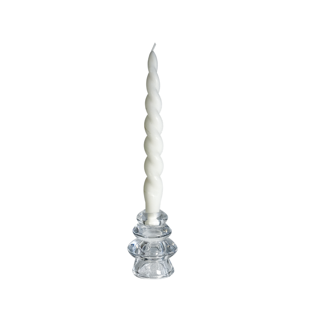 Clear Glass Christmas Tree Taper Candle Holder