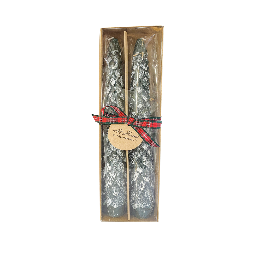 Green Tree Taper Candle Set