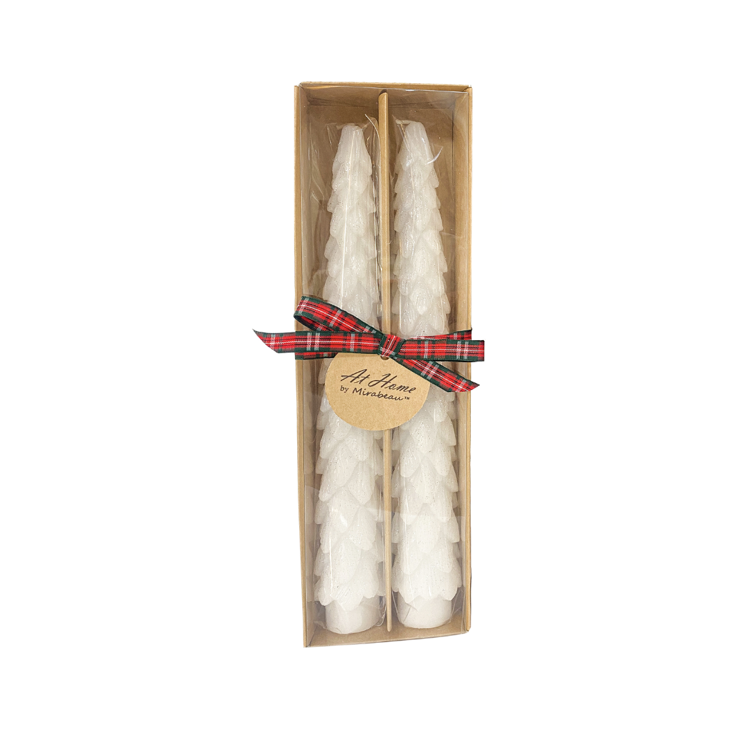 White Tree Taper Candle Set