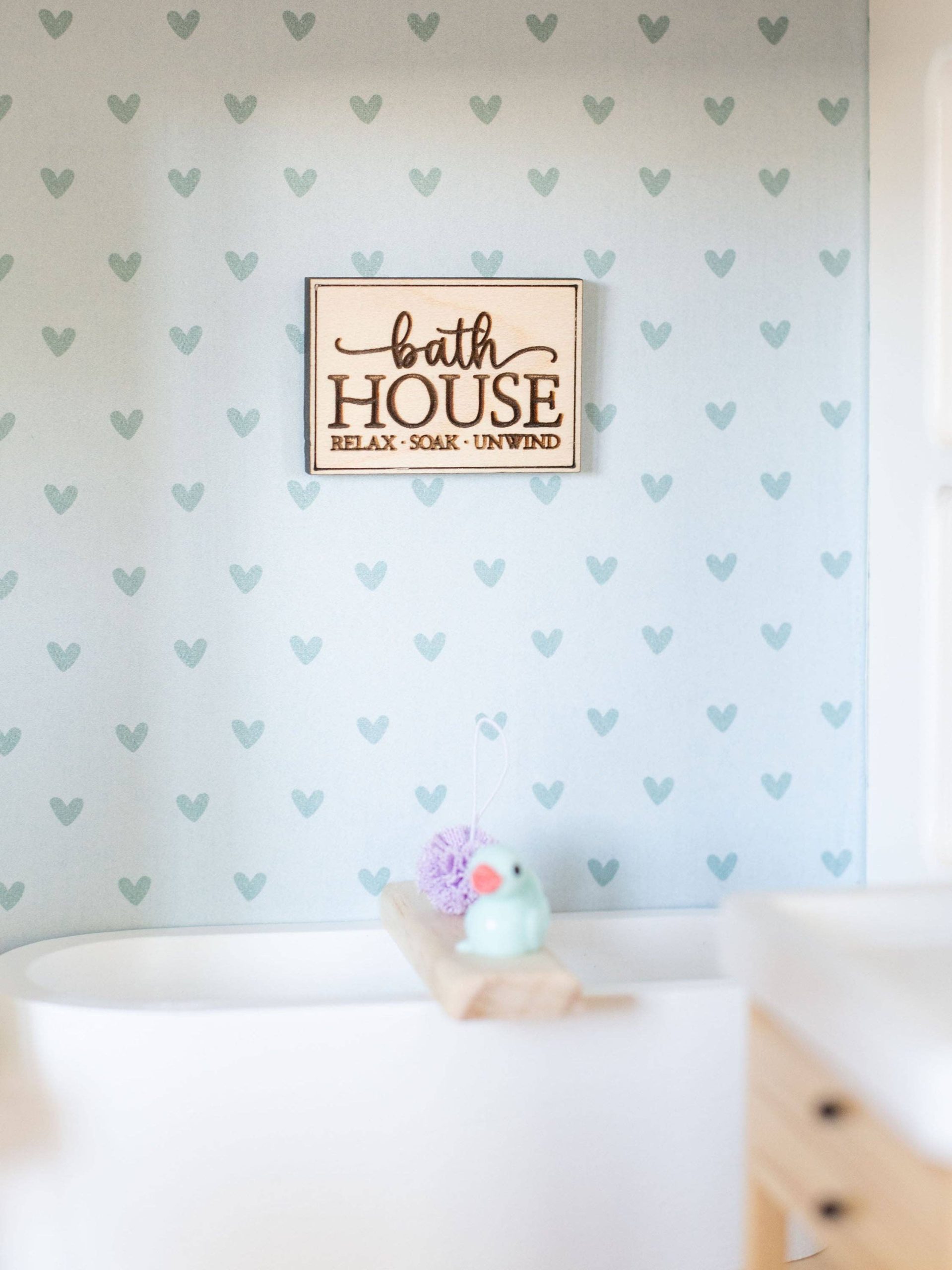 Dollhouse Bathroom Wood Wall Signs | Bath House
