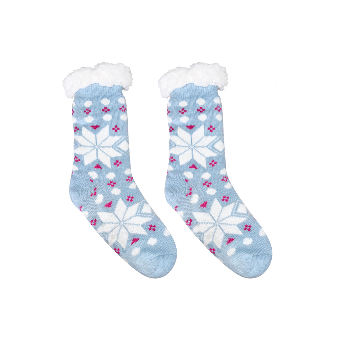 Sugarplum Blue Snowflake Thermal Slipper Socks