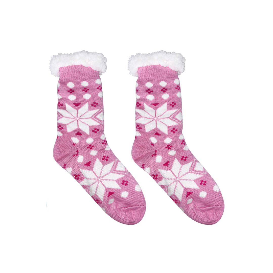 Sugarplum Fuchsia Snowflake Thermal Slipper Socks