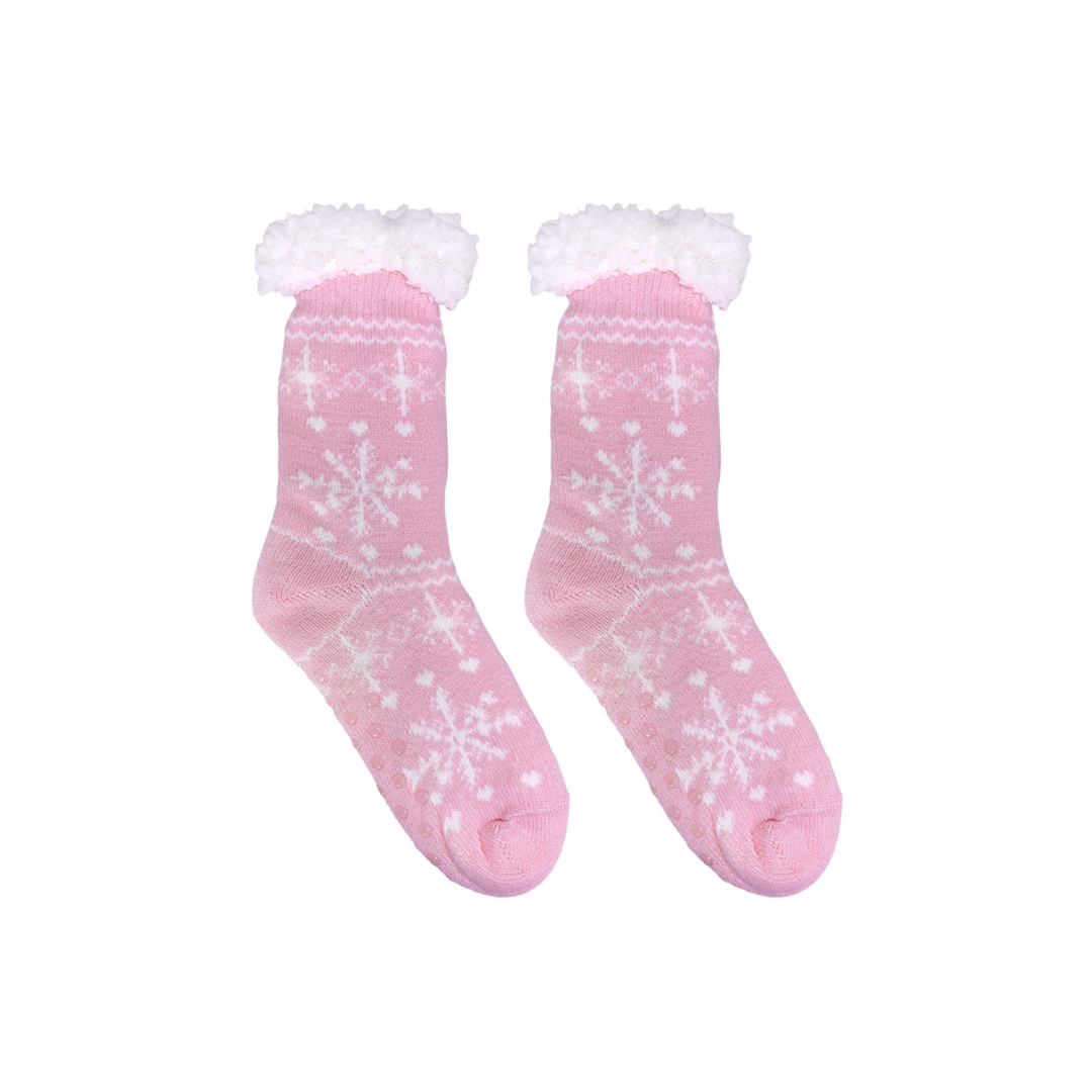 Sugarplum Pink Snowflake Thermal Slipper Socks