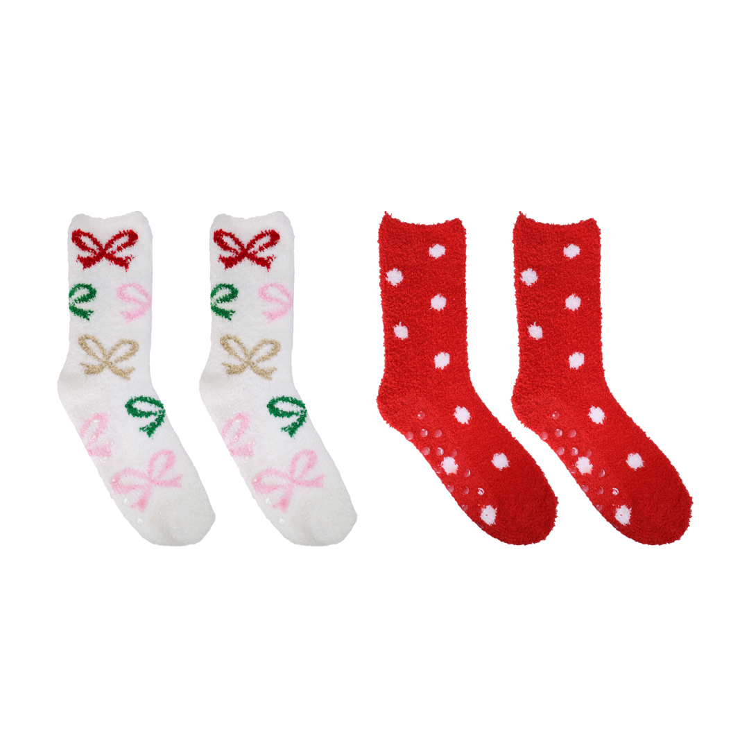 Red Christmas Bows Spa Sock Set