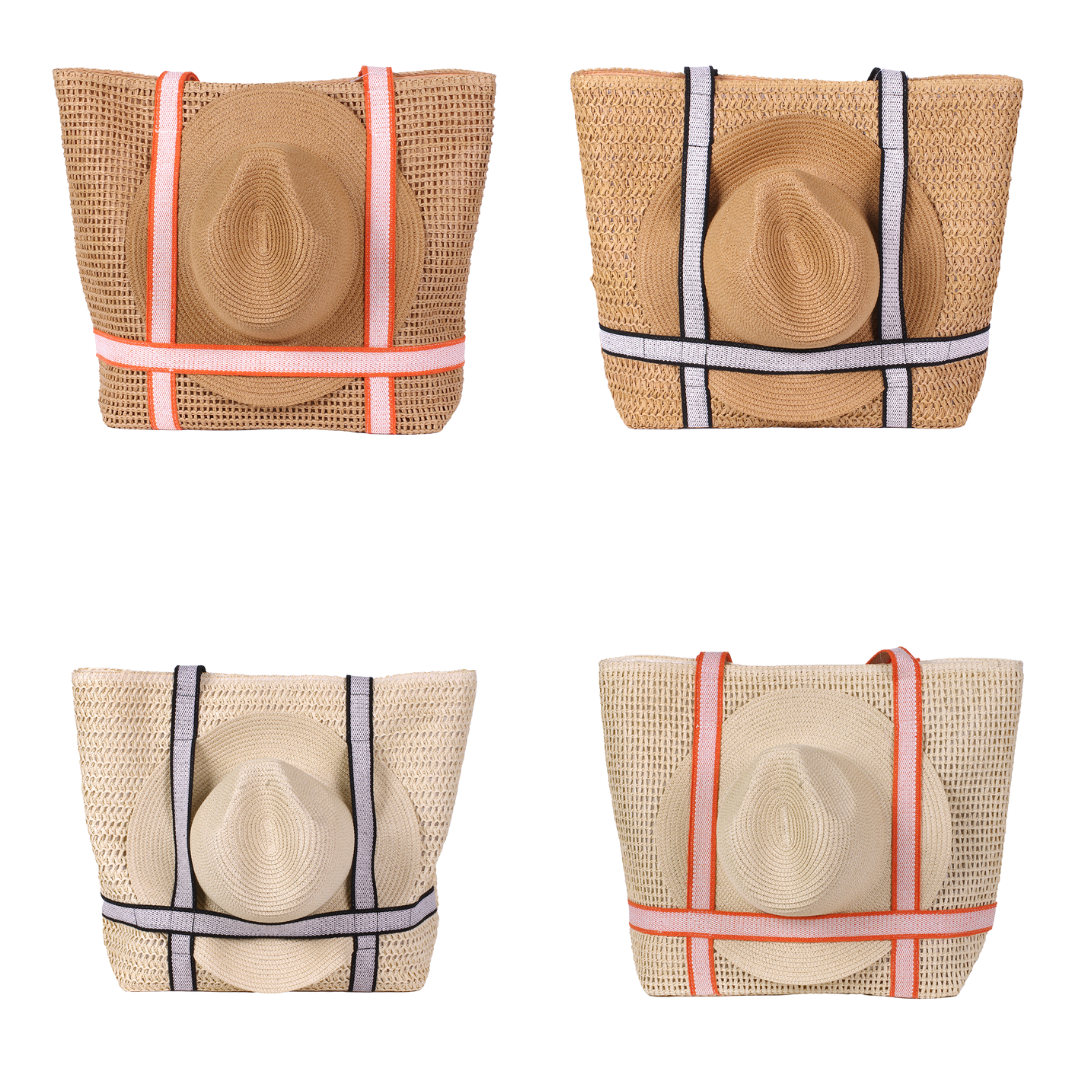 Sun-Kissed Straw Beach Bag & Hat Set