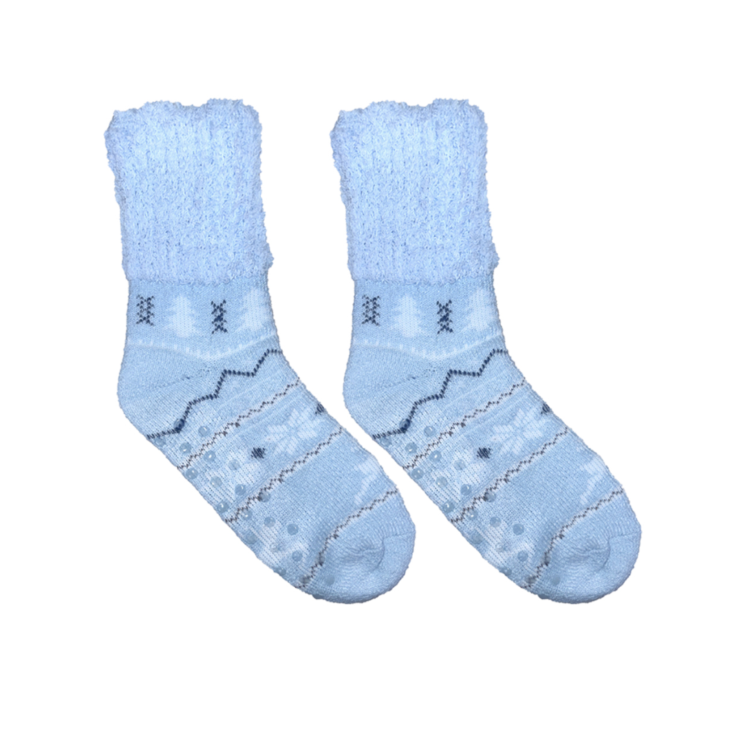 Blue Snowflake Alpine Cabin Cloud Soft Sock