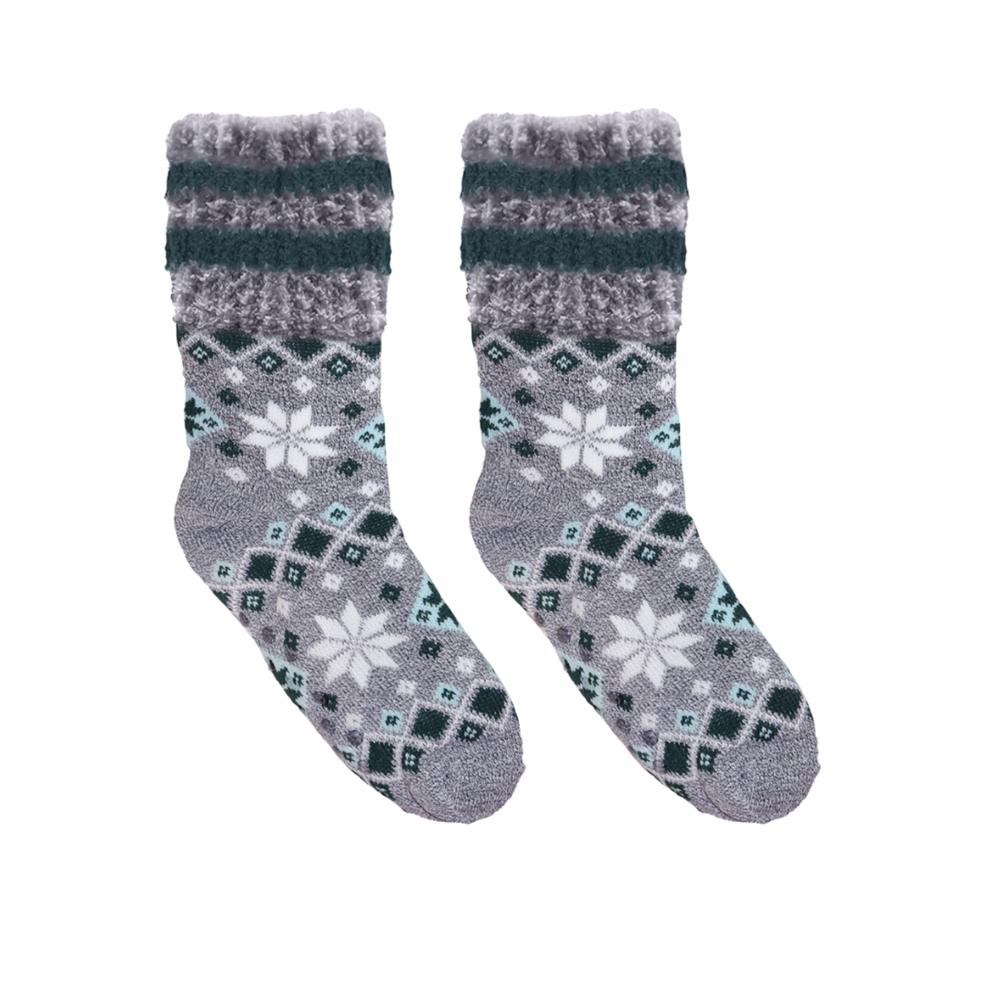 Gray Fair Isle Alpine Cabin Cloud Soft Sock