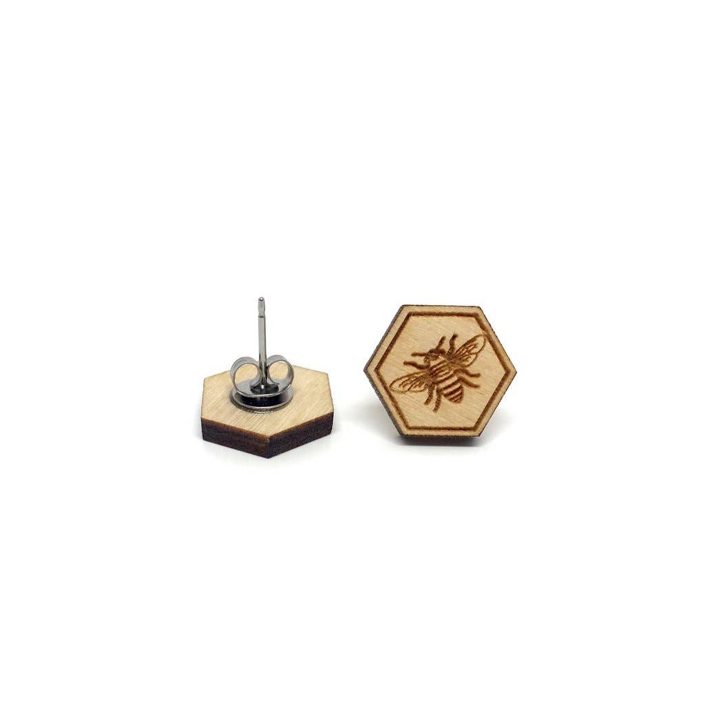 Bee Wood Earrings