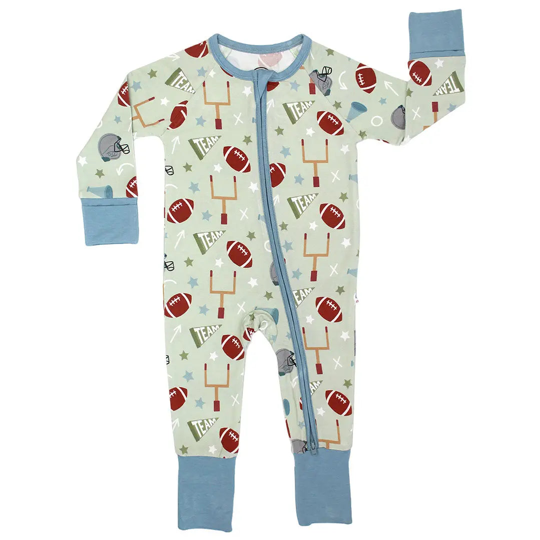 Football Game Day Bamboo Footie Pajamas