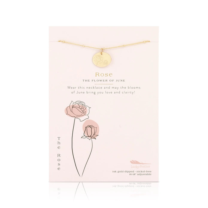 June Birth Month Flower Necklace - Rose