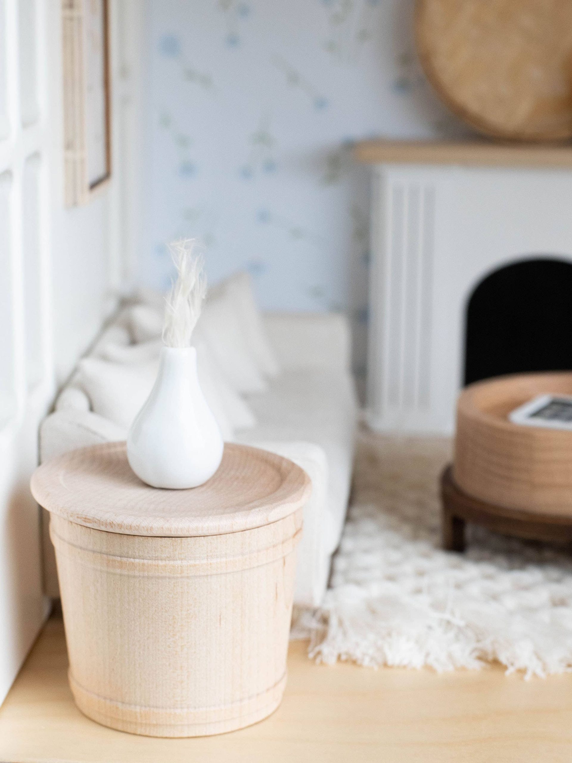 Dollhouse Storage End Table | Natural Wood