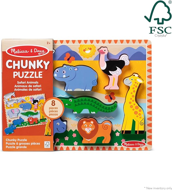 Melissa & Doug Safari Chunky Puzzle - 8 Pieces