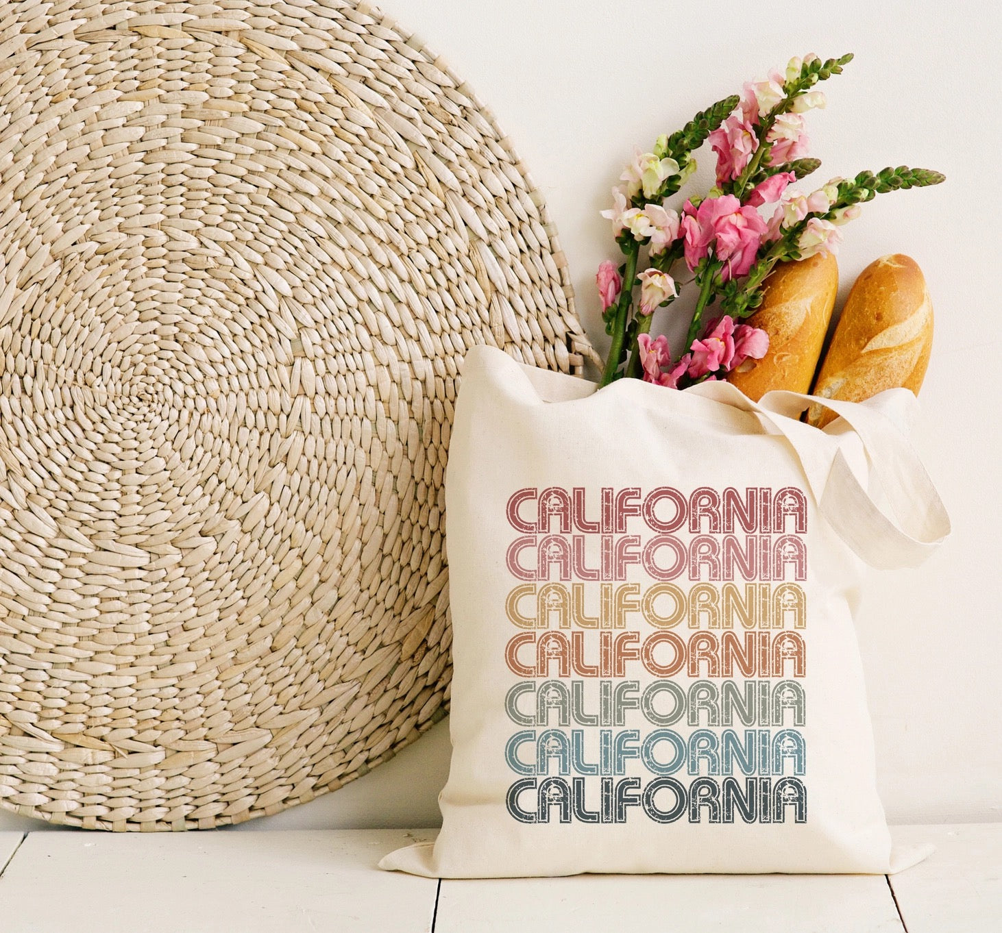 California Retro Repeat Earth Tones Tote Bag