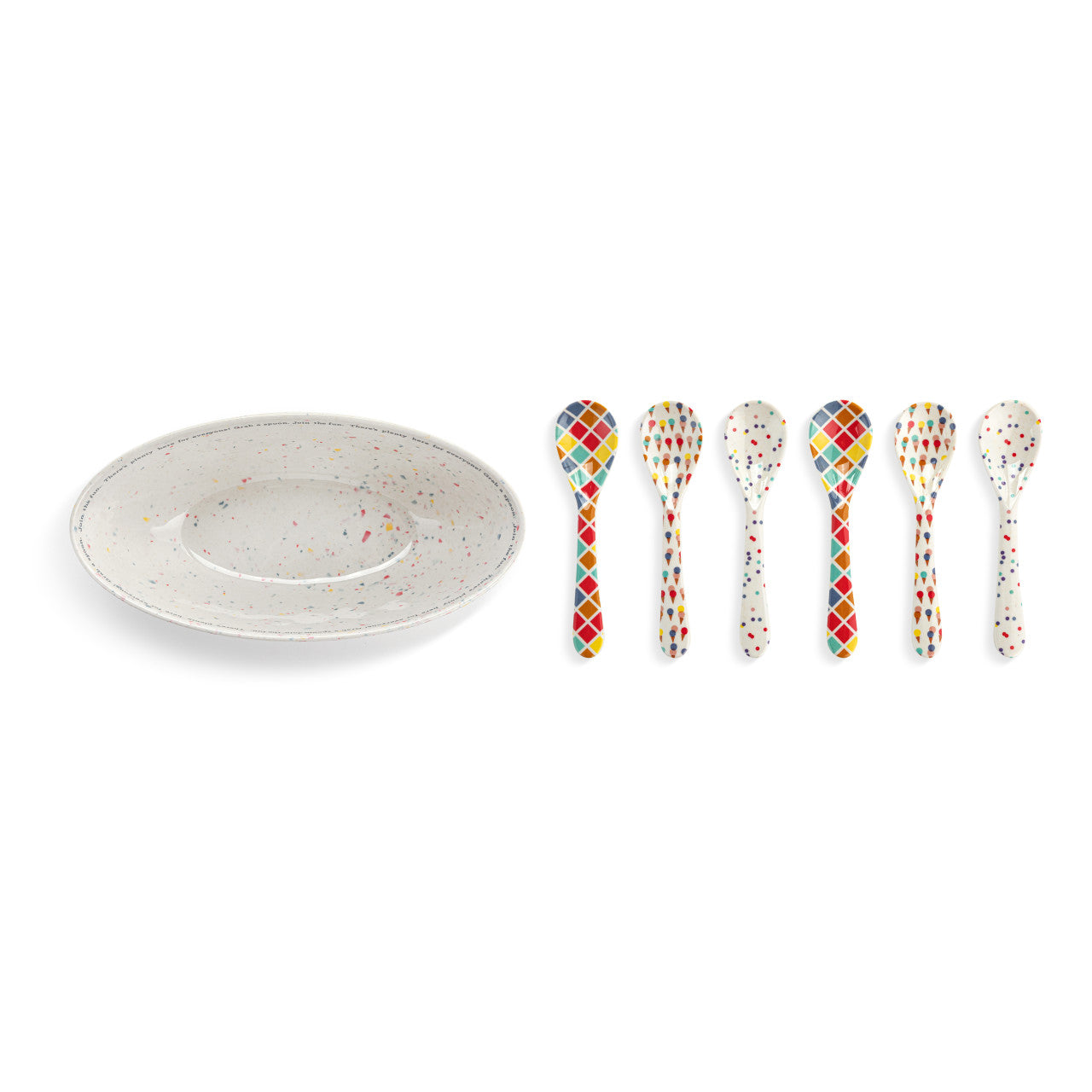 Confetti Family Melamine Ice Cream Bowl with 6 Spoons