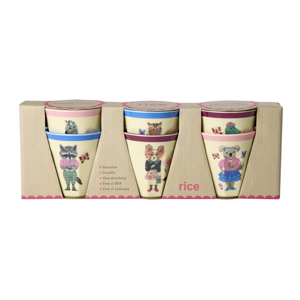 Set of 6 Small Melamine Cups with Nathalie Lété Print - 5.4oz per cup