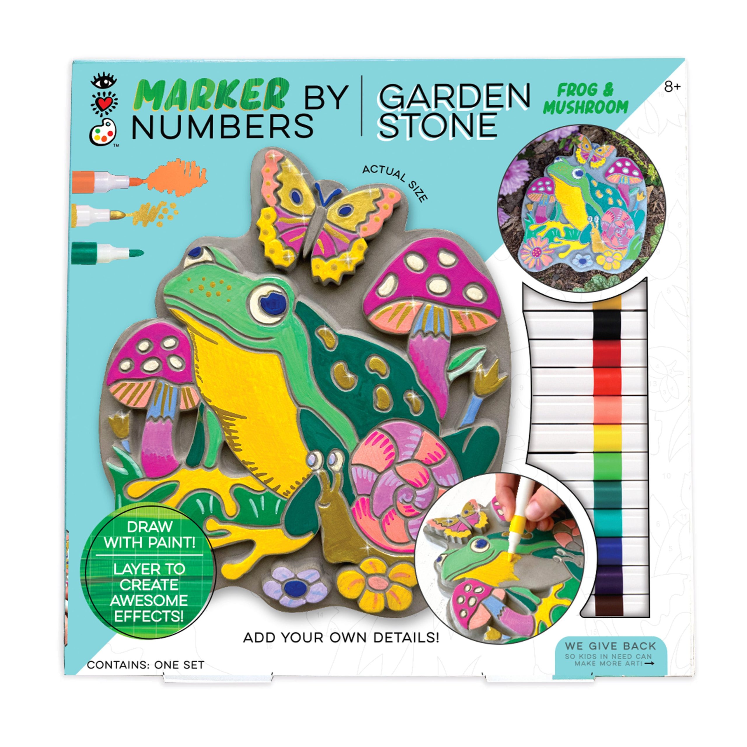 Garden Stone Frog & Mushroom, Marker By Number