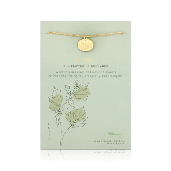 December Birth Month Flower Necklace - Holly