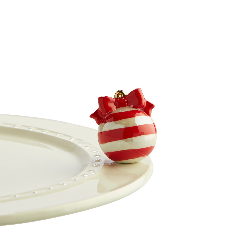 Nora Fleming deck the halls Red Stripe Christmas Ornament Mini
