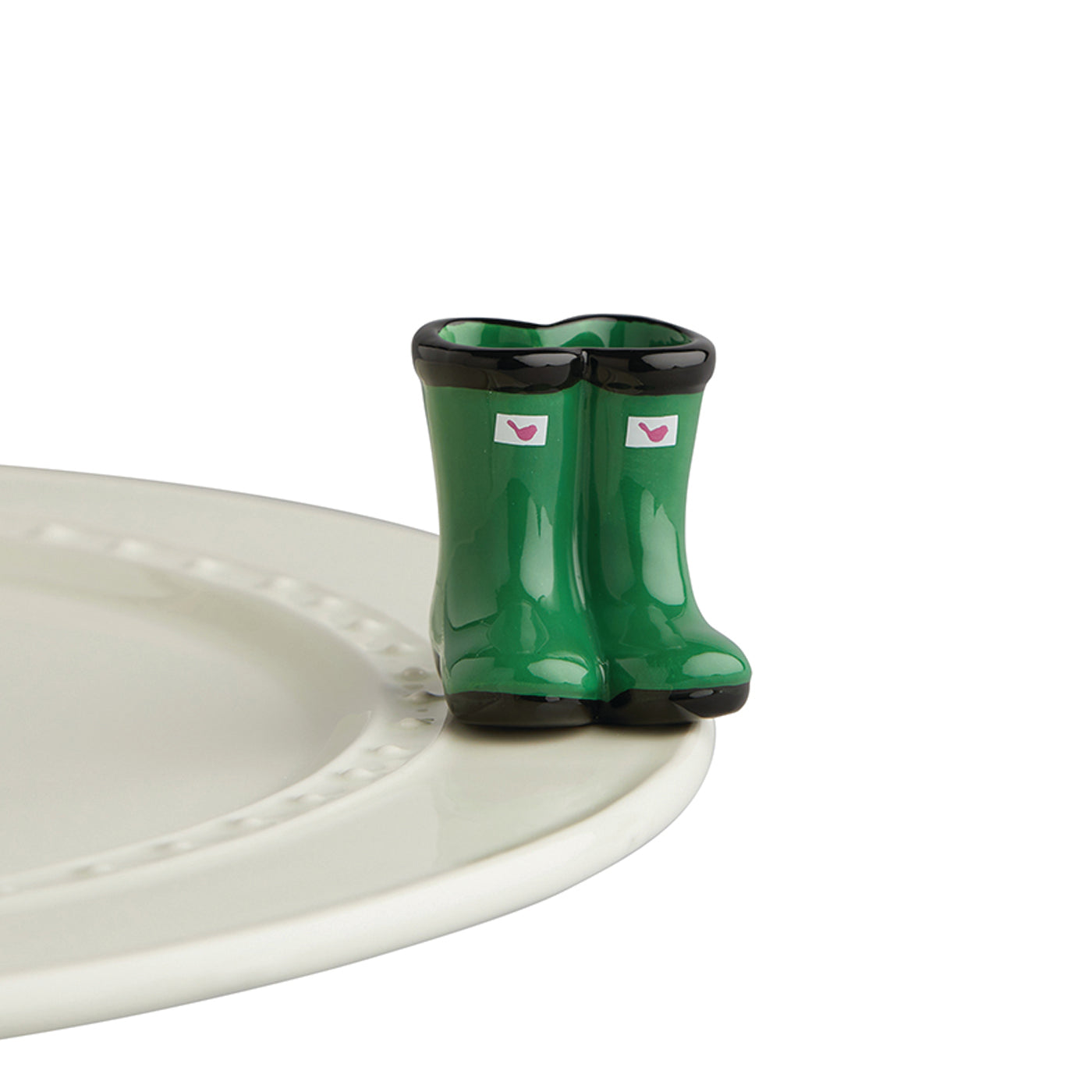 Nora Fleming jumpin' puddles Green Galoshes Mini - Retired Style