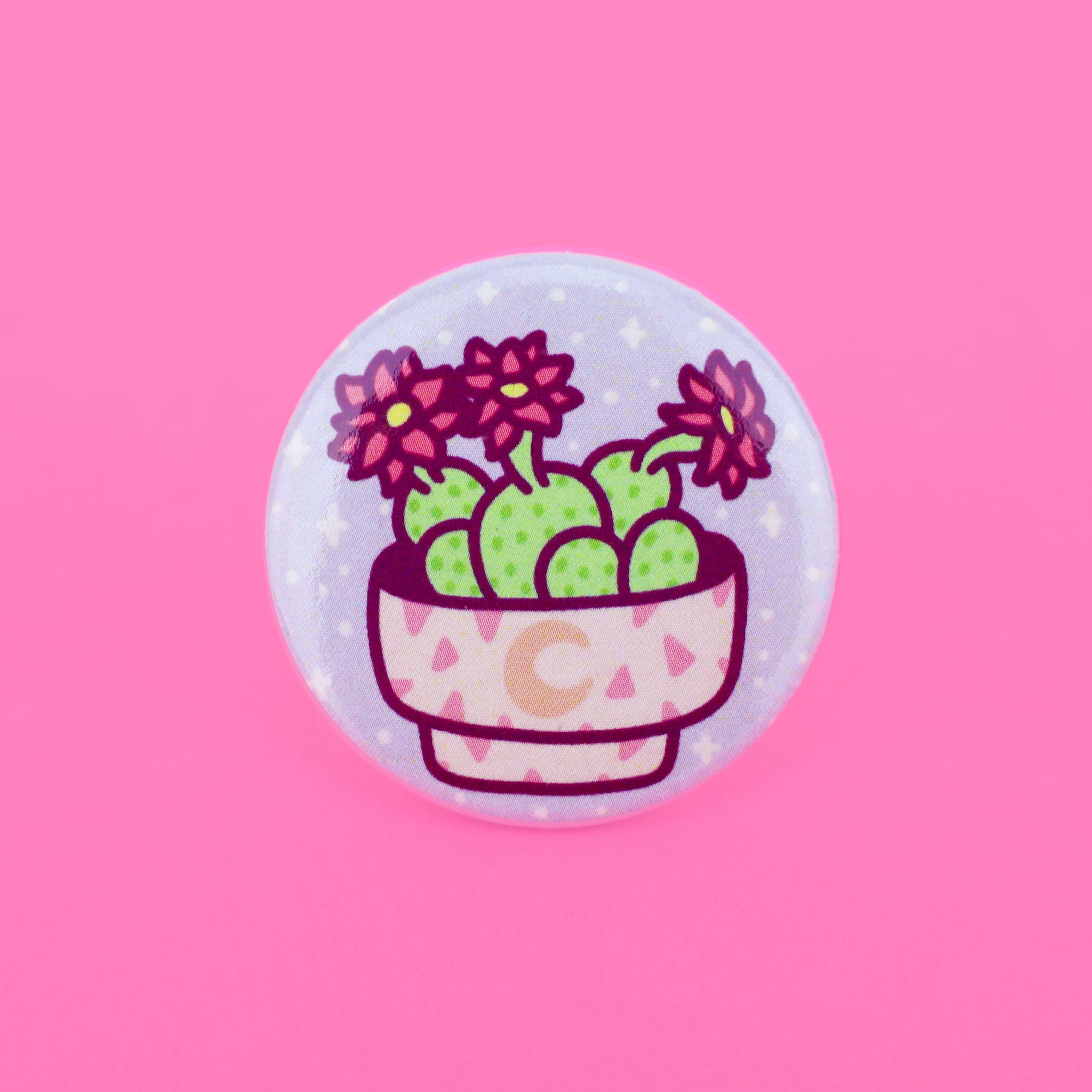 Moon Cactus Plant Pinback Button
