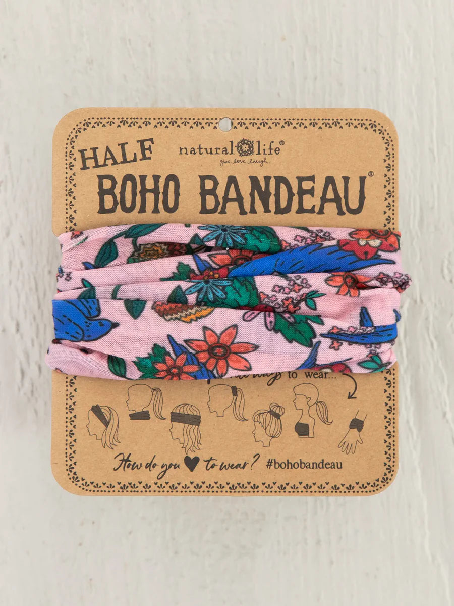 Boho Half Bandeau Swallows Light Pink