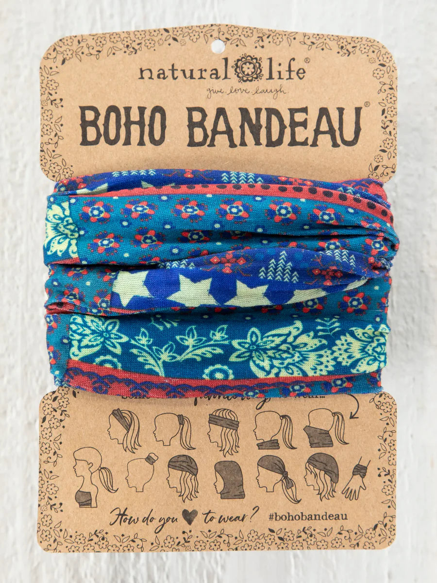 Boho Bandeau Dusty Blue American Flag