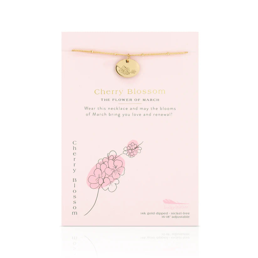March Birth Month Flower Necklace - Cherry Blossom