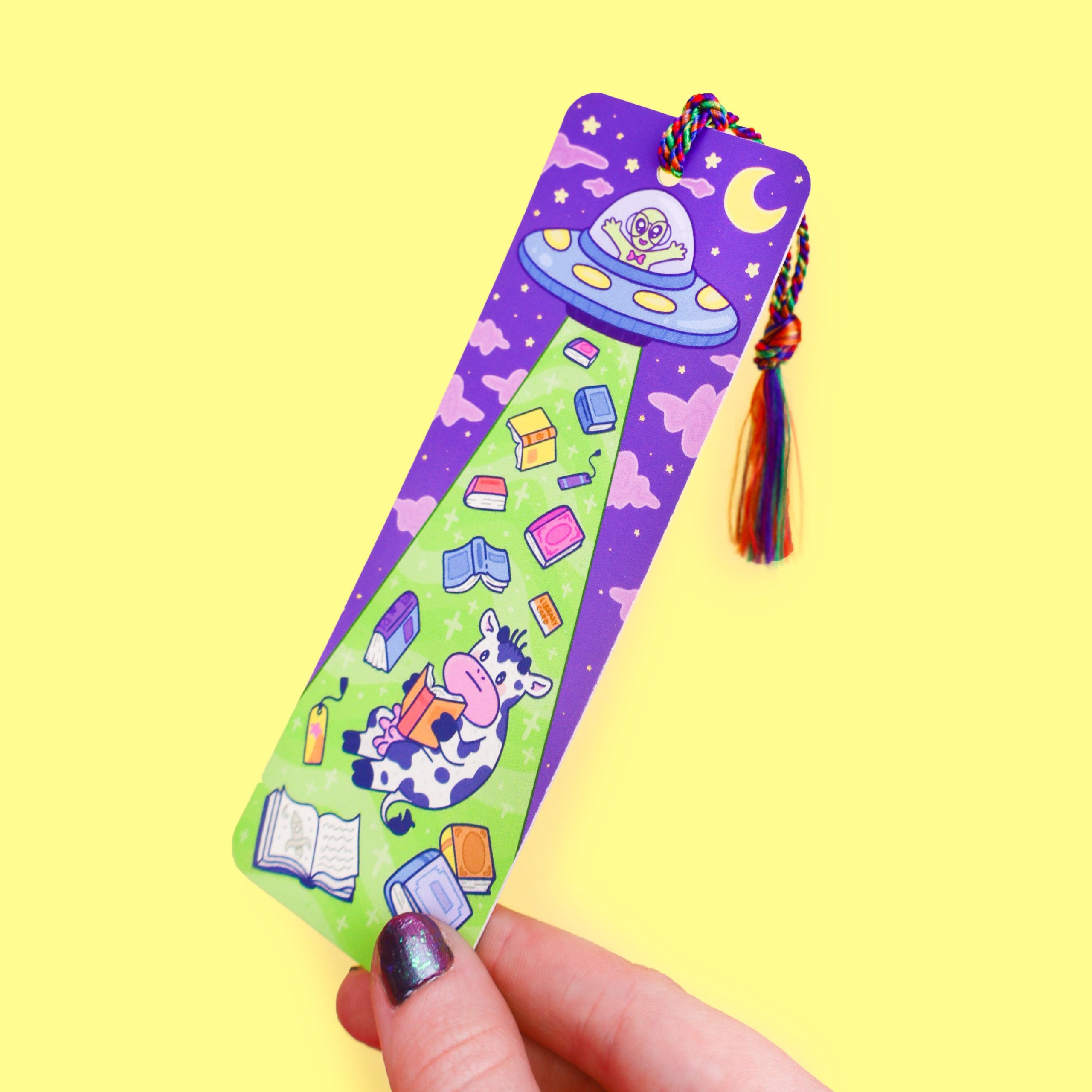 Alien UFO Library Abduction Bookmark with Tassel