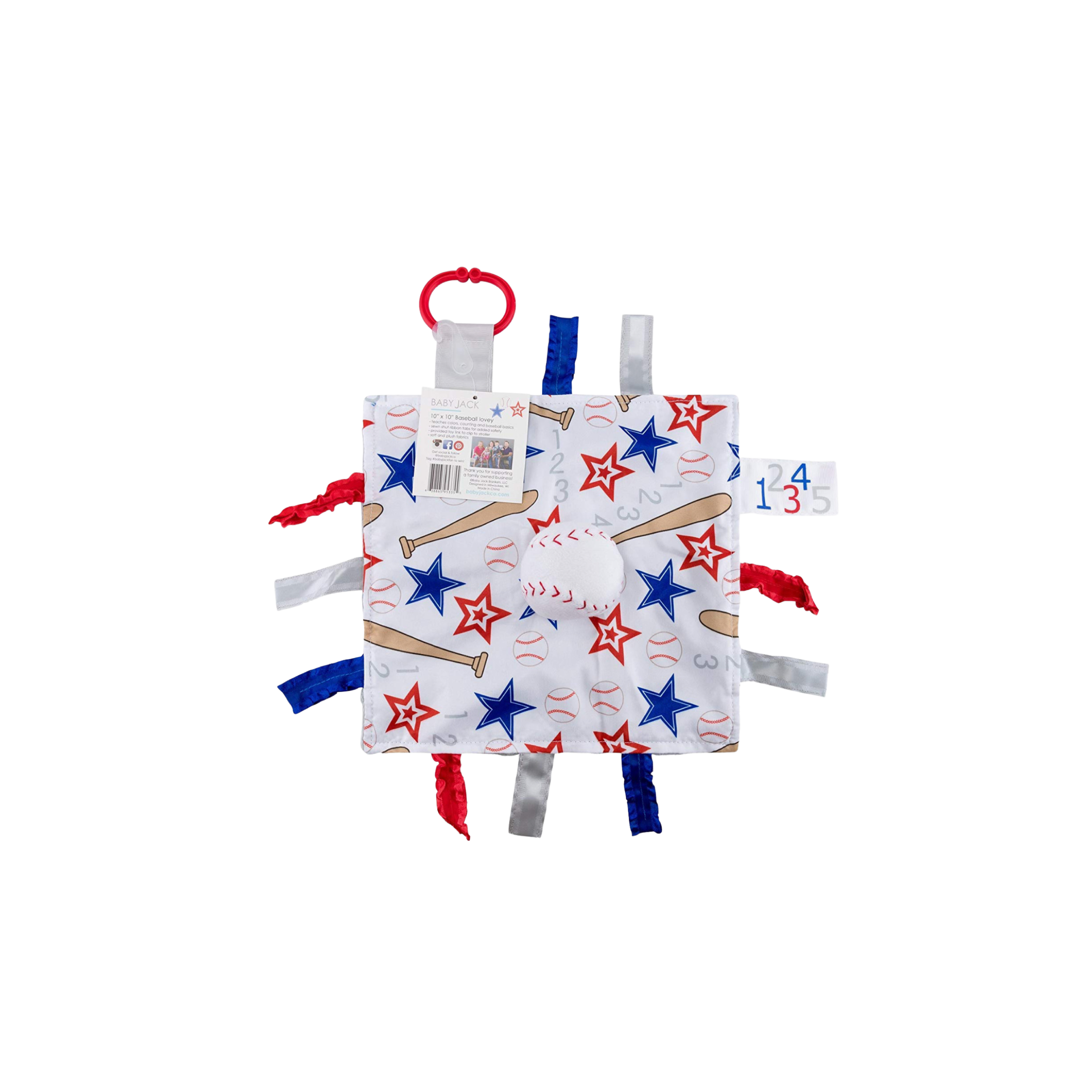 Baseball Baby Learning Lovey Stroller Tag
