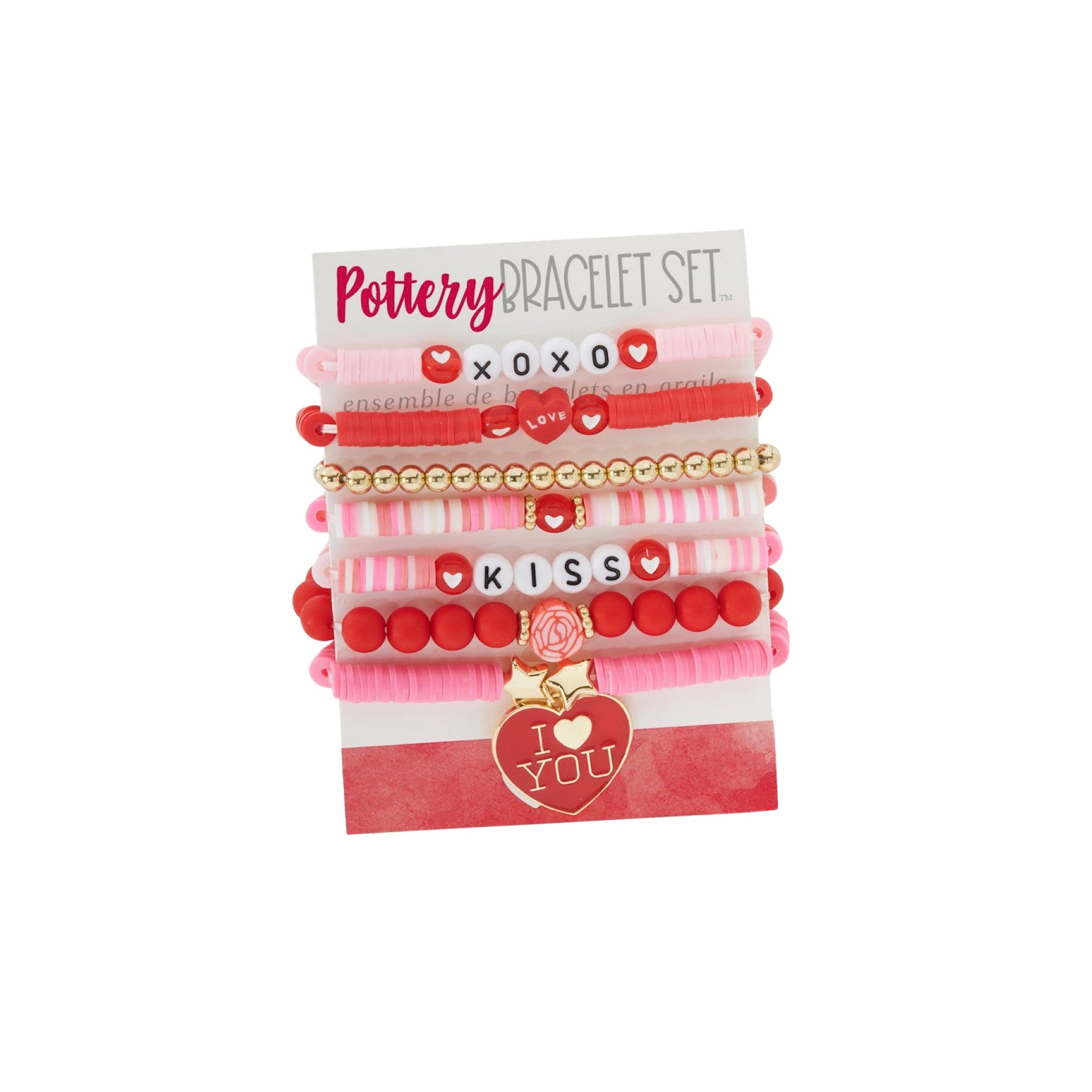 Beaded Pottery Stacking Love Bracelet Set