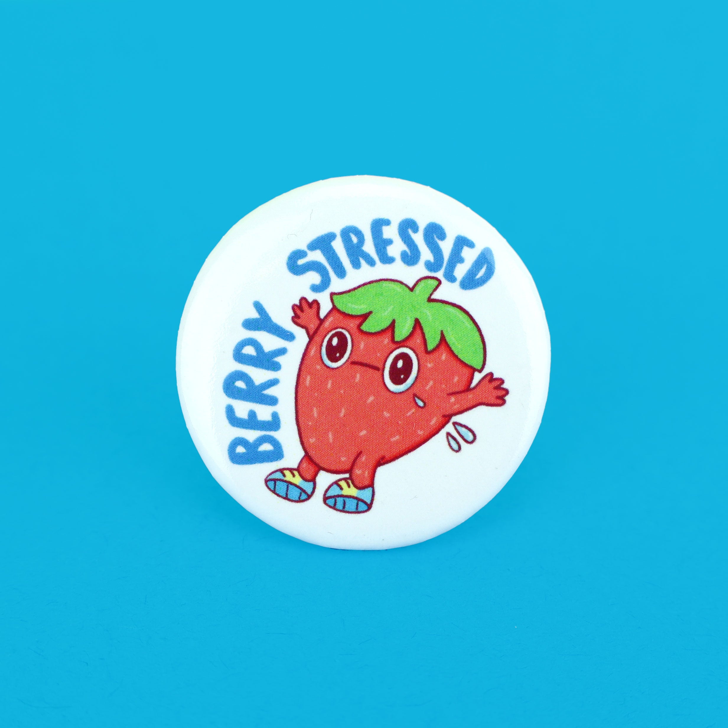 Berry Stressed Strawberry Pinback Button