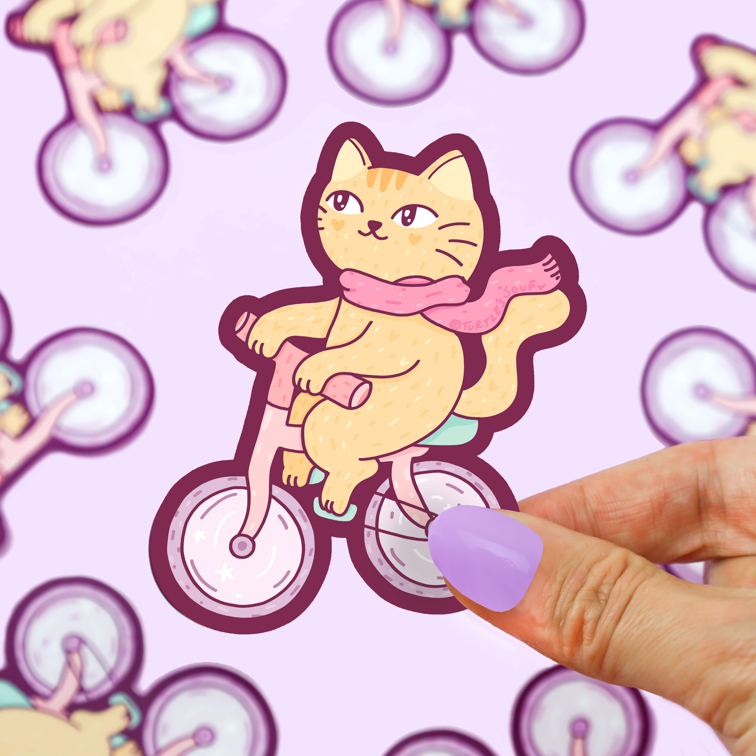 Cycling Kitty Vinyl Sticker