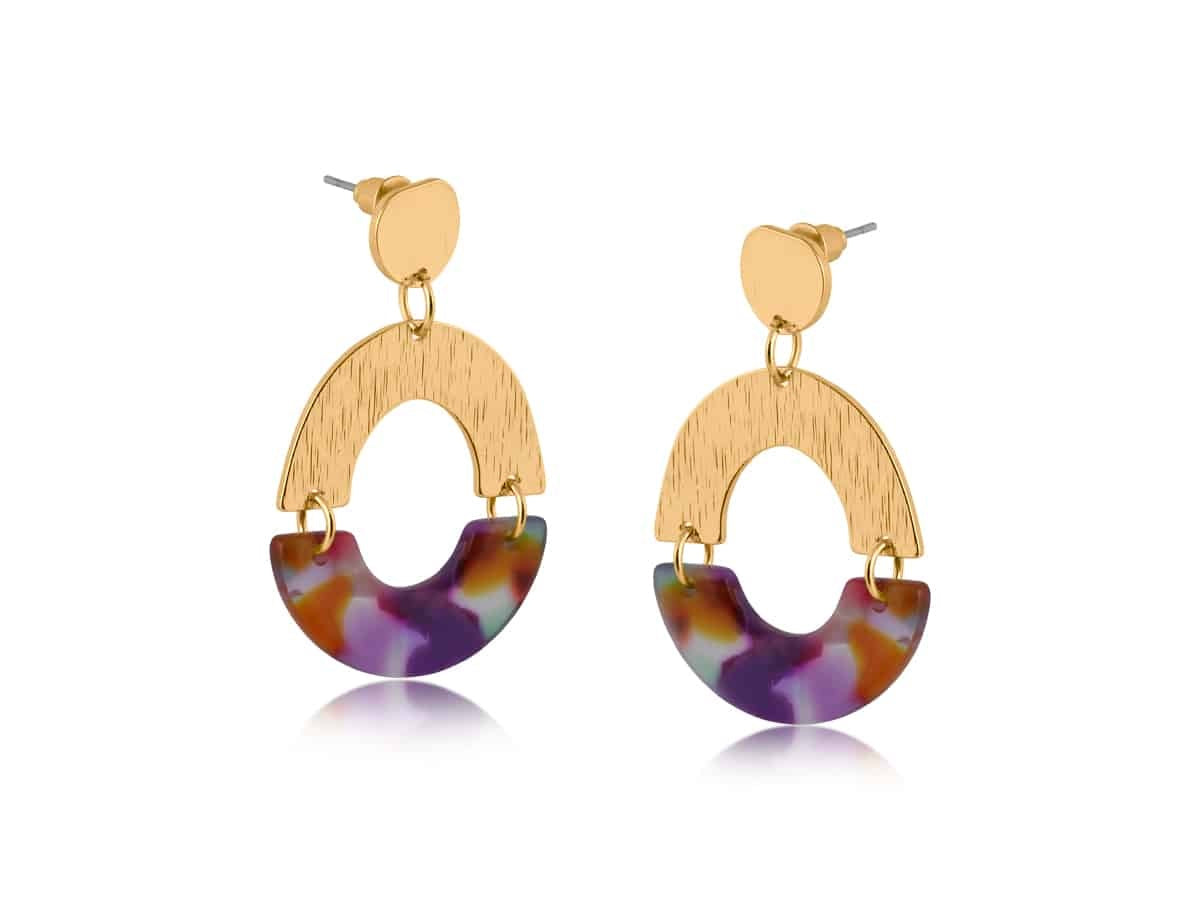 Erica Half Disc Metal & Resin Dangle Earrings