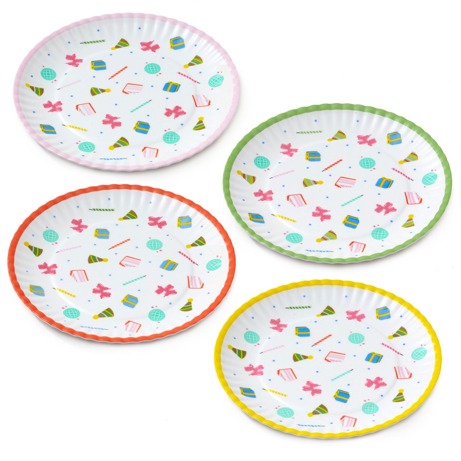 Birthday Celebration Icons Melamine Dessert Plates