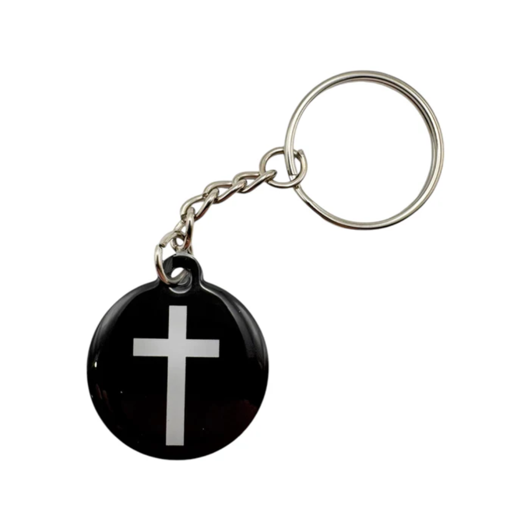 Black Cross Tap To Pray™ Prayer Tag Keychain