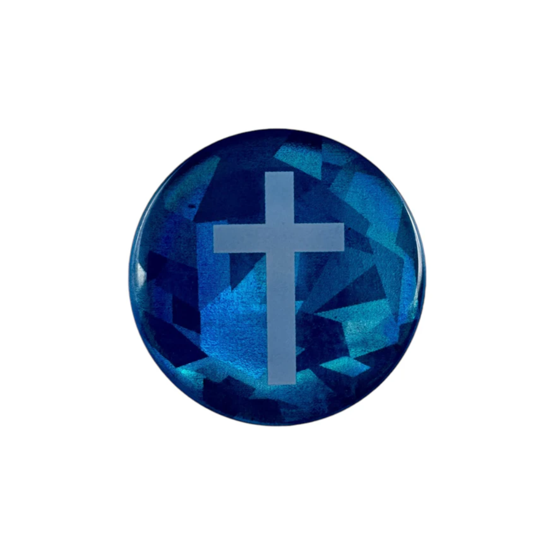 Blue Crystal Cross Tap To Pray™ Prayer Tag Sticker
