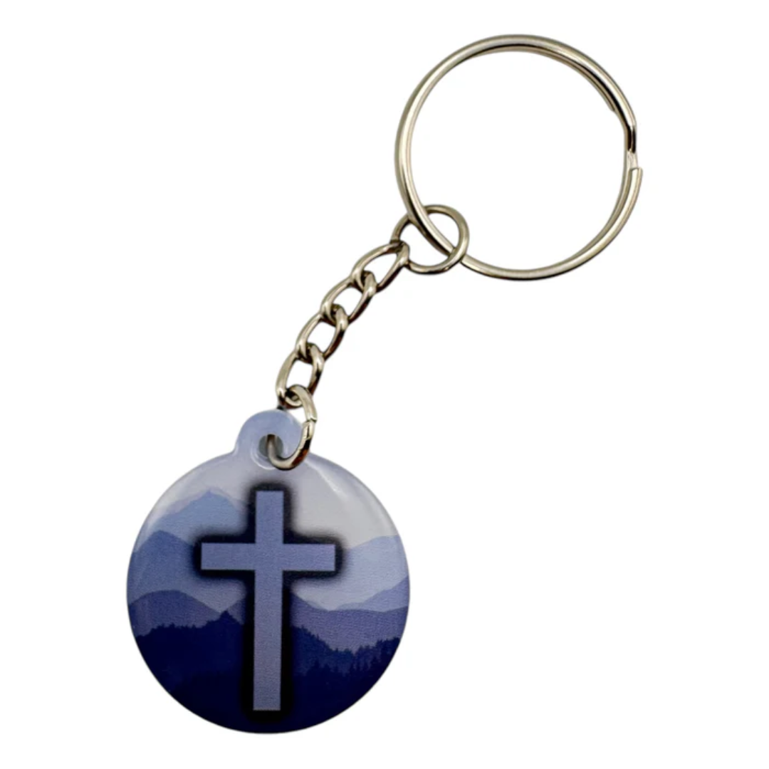 Blue Mountains Cross Tap To Pray™ Prayer Tag Keychain
