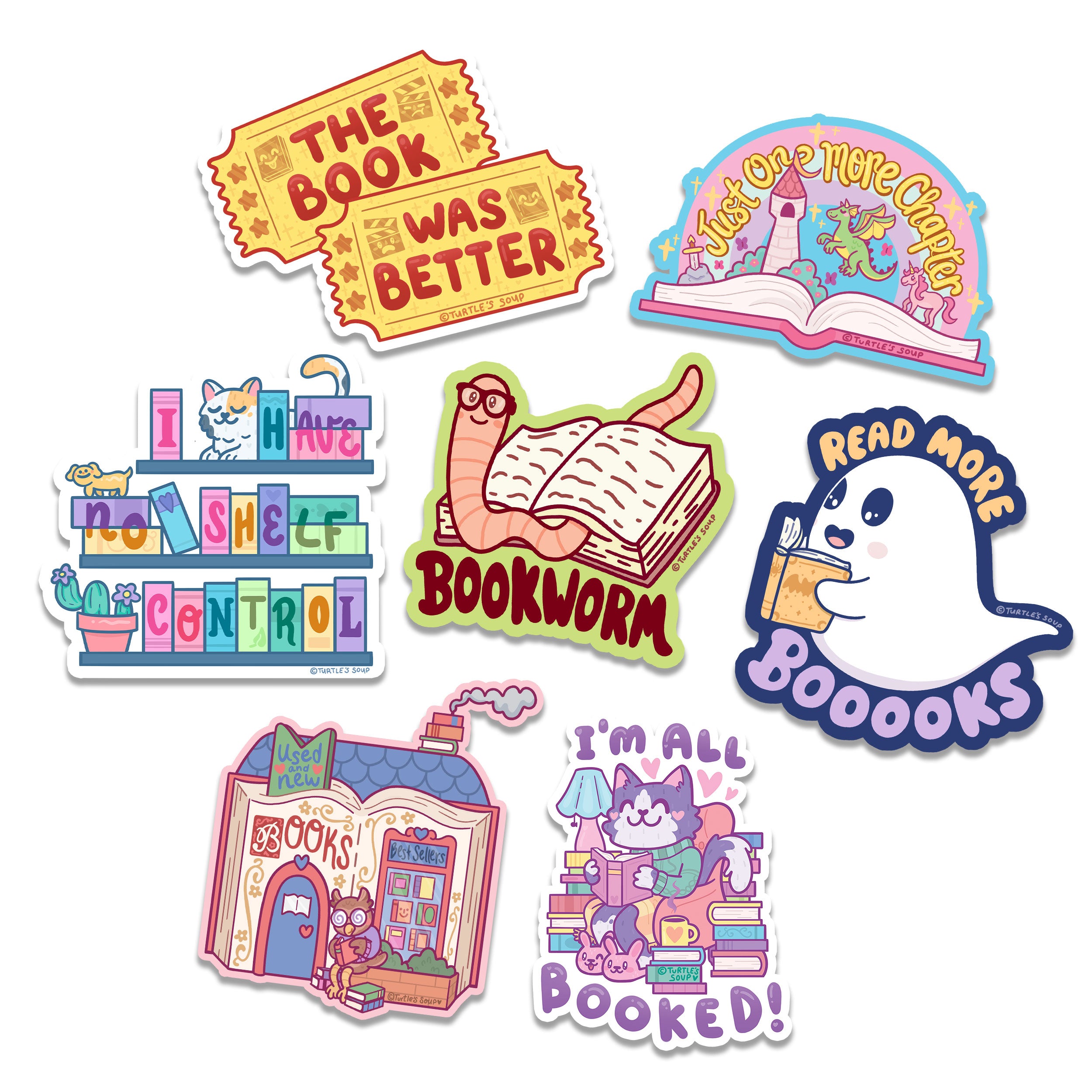 Bookish Reader Literary 7 Pack of Vinyl Stickers